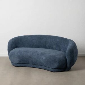 610231 Sofá de gran tamaño diseño moderno vintage 191 formas redondeadas tapizado azul con textura