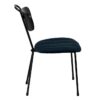 610356 Silla de diseño moderno vintage acero negro, respaldo madera y asiento azul