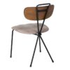 610357 Silla de diseño moderno vintage acero negro, respaldo madera y asiento beige