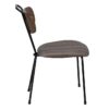 610358 Silla de diseño moderno vintage acero negro, respaldo madera y asiento gris