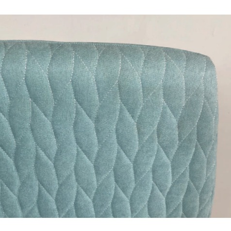 Silla de diseño moderno TINA tapizado turquesa y patas metal imitación madera