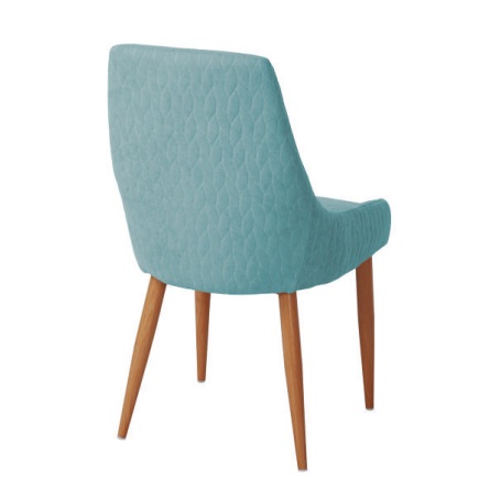 Silla de diseño moderno TINA tapizado turquesa y patas metal imitación madera