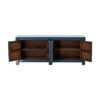 BE792 Mueble de televisión diseño oriental 160 madera azul oscuro con desgastes