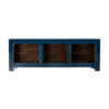 BE927 Aparador de gran tamaño diseño rústico oriental 240 madera azul oscuro con desgastes