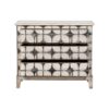 GM018 Cómoda de diseño rústico oriental 104 madera desgastes blanco y negro con dibujos geométricos