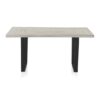 10827 Mesa de comedor diseño rústico industrial 160 madera blanco patinado y patas metal negro