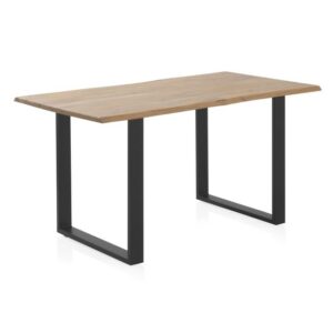 10831 Mesa de comedor diseño rústico industrial 140 madera acacia tablero irregular y patas metal