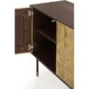10836 Aparador diseño Art Decó 170 madera wengue y puertas metal dorado con volúmenes