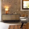 10836 Aparador diseño Art Decó 170 madera wengue y puertas metal dorado con volúmenes