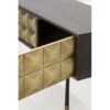 10837 Mueble de TV diseño Art Decó 170 madera wengue y puertas metal dorado con volúmenes