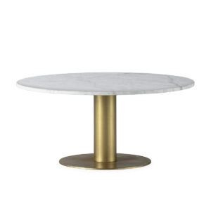 54153 Mesa de centro redonda diseño Art Decó 90 metal dorado y sobre de mármol blanco