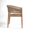 IBIZA Silla con reposabrazos para exterior diseño vintage madera de eucalipto con cuerda color arena