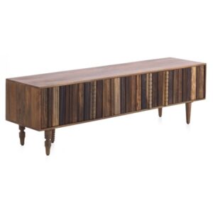 11844 Mueble de televisión diseño moderno 170 madera de acacia con tallas y patas torneadas