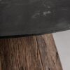 33381 Mesa de comedor redonda diseño rústico vintage WALDING 120 mármol negro y madera recuperada