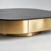 33701 Mesa de centro cuadrada de diseño Art Decó DAVIK 110 acero dorado y mármol sintético