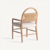 34461 Silla de diseño nórdico vintage IMPHY madera, enea y asiento blanco roto
