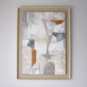 34SI24462 Cuadro abstracto OCRE N2 110x150 tonos cálidos y doble marco madera con lino