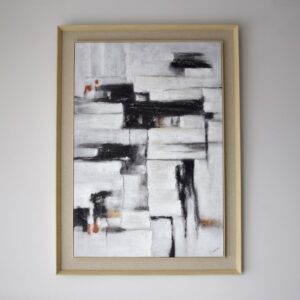 34SI24592 Cuadro abstracto TEXTURA BLANCO NEGRO N2 110x150 doble marco madera con lino