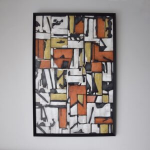 34SI24651 Cuadro abstracto LABERINTO N1 110x150 tonos ocres y marco negro