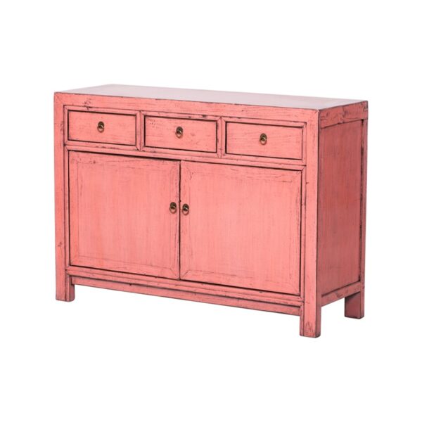 BE897 Aparador diseño vintage oriental 120 madera rosa con desgastes