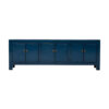 BE905 Mueble de televisión diseño vintage oriental 180 madera azul oscuro con desgastes