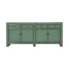 A592 Aparador diseño vintage oriental 128 madera antigua verde con desgastes