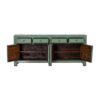 A592 Aparador diseño vintage oriental 128 madera antigua verde con desgastes