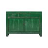 JN354 Aparador diseño vintage oriental 128 madera antigua verde con desgastes