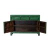 JN354 Aparador diseño vintage oriental 128 madera antigua verde con desgastes