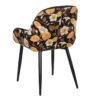 610144 Silla con reposabrazos diseño vintage Art Decó hierro negro y tapizado negro con flores