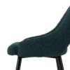 611014 Taburete alto con reposabrazos diseño vintage tapizado verde y patas hierro negro