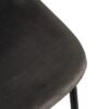 611031 Taburete alto diseño vintage metal negro y tapizado gris oscuro costuras rombos