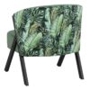 611143 Sillón de diseño Art Decó metal negro y tapizado verde con hojas en la trasera