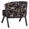 611145 Sillón de diseño Art Decó metal negro y tapizado negro con flores en la trasera