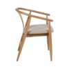 611226 Silla con reposabrazos diseño nórdico vintage madera de roble y asiento tapizado beige
