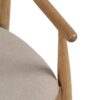 611226 Silla con reposabrazos diseño nórdico vintage madera de roble y asiento tapizado beige