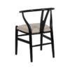 611228 Silla de diseño vintage inspiración Wishbone madera negro y asiento tapizado - Imagen 3