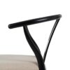 611228 Silla de diseño vintage inspiración Wishbone madera negro y asiento tapizado