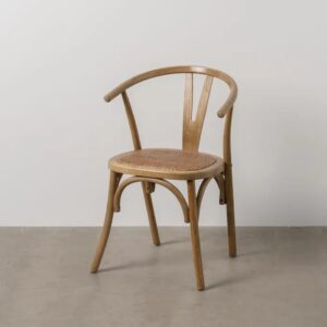 611241 Silla con reposabrazos diseño vintage madera con asiento de ratán