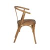 611242 Silla con reposabrazos diseño vintage madera miel con asiento de ratán