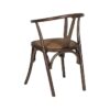 611243 Silla con reposabrazos diseño vintage madera chocolate con asiento de ratán