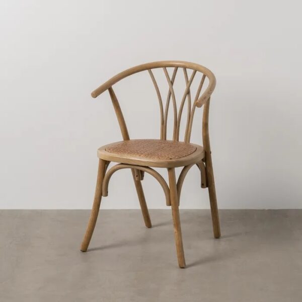 611244 Silla con reposabrazos diseño vintage madera con asiento de ratán