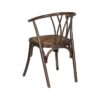 611246 Silla con reposabrazos diseño vintage madera chocolate con asiento de ratán