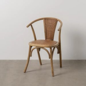 611247 Silla con reposabrazos diseño vintage madera con ratán en asiento y respaldo