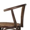 611249 Silla con reposabrazos diseño vintage madera chocolate con ratán en asiento y respaldo