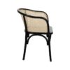 611252 Silla con reposabrazos diseño vintage madera negro con ratán natural rejilla