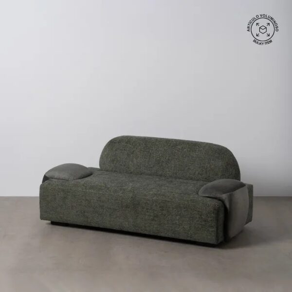 611329 Sofá de diseño moderno 180 tapizado verde y formas redondeadas