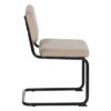 611795 Silla de diseño vintage hierro negro y tapizado beige costuras verticales