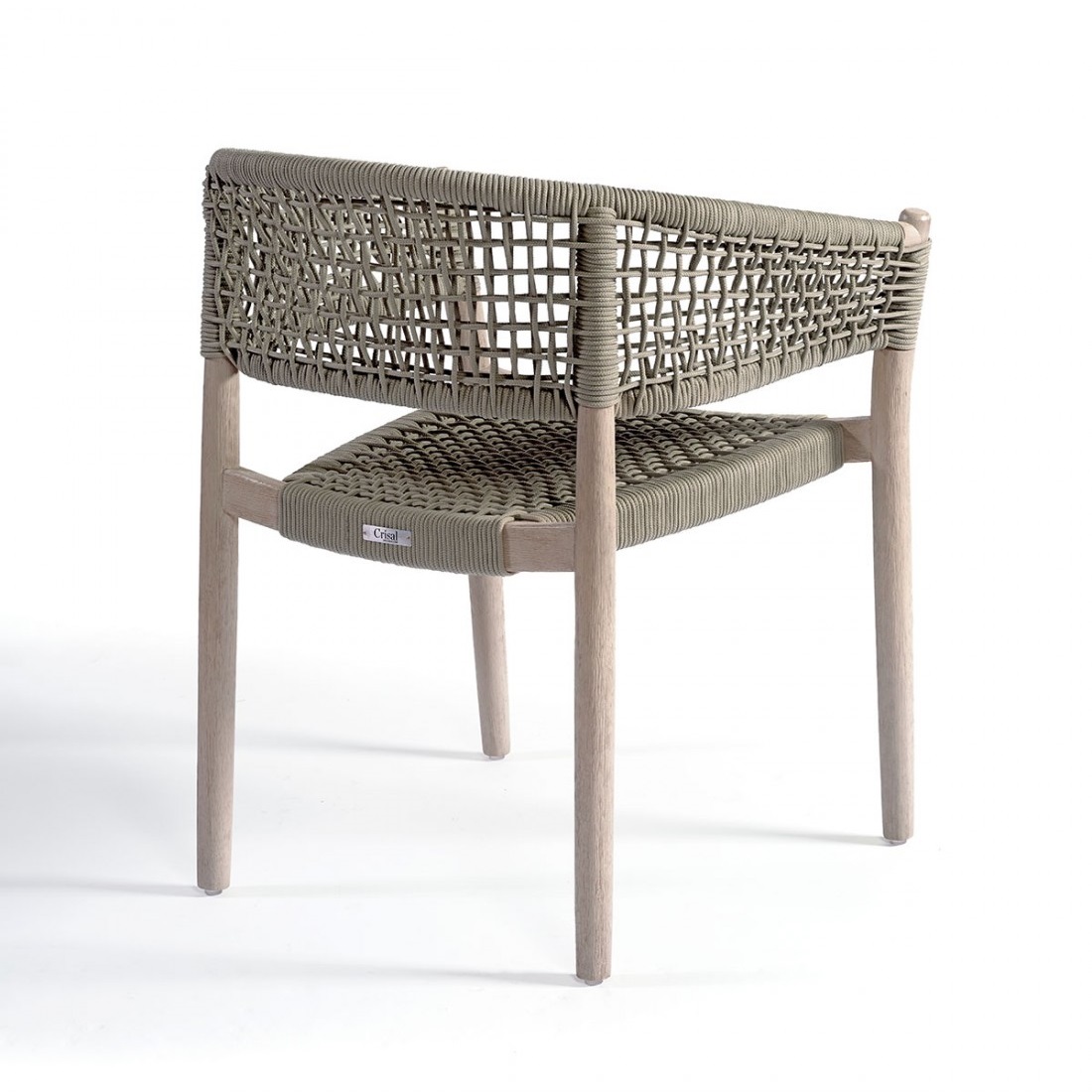 IBIZA-T Silla con reposabrazos para exterior diseño vintage madera eucalipto gris y cuerda color topo