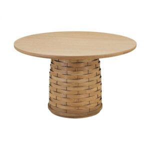 SHAIGON-2 Mesa de comedor diseño vintage 130 madera roble natural pie central con volúmenes